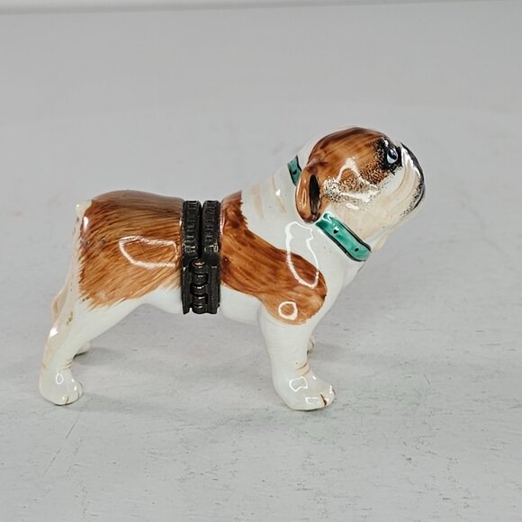 Vintage Studio USA Porcelain Bulldog Trinket Box With Bone - Picture 4 of 8